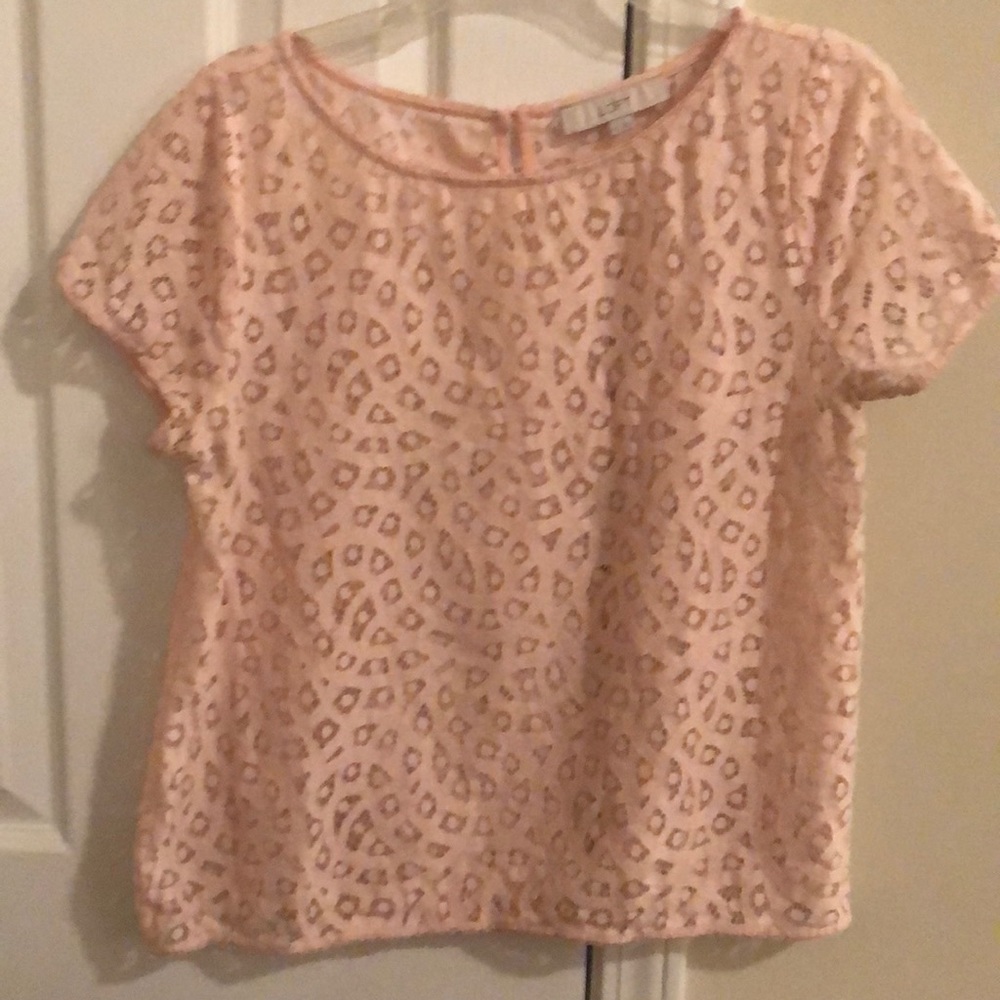 Blush pink eyelet short sleeve top by Loft